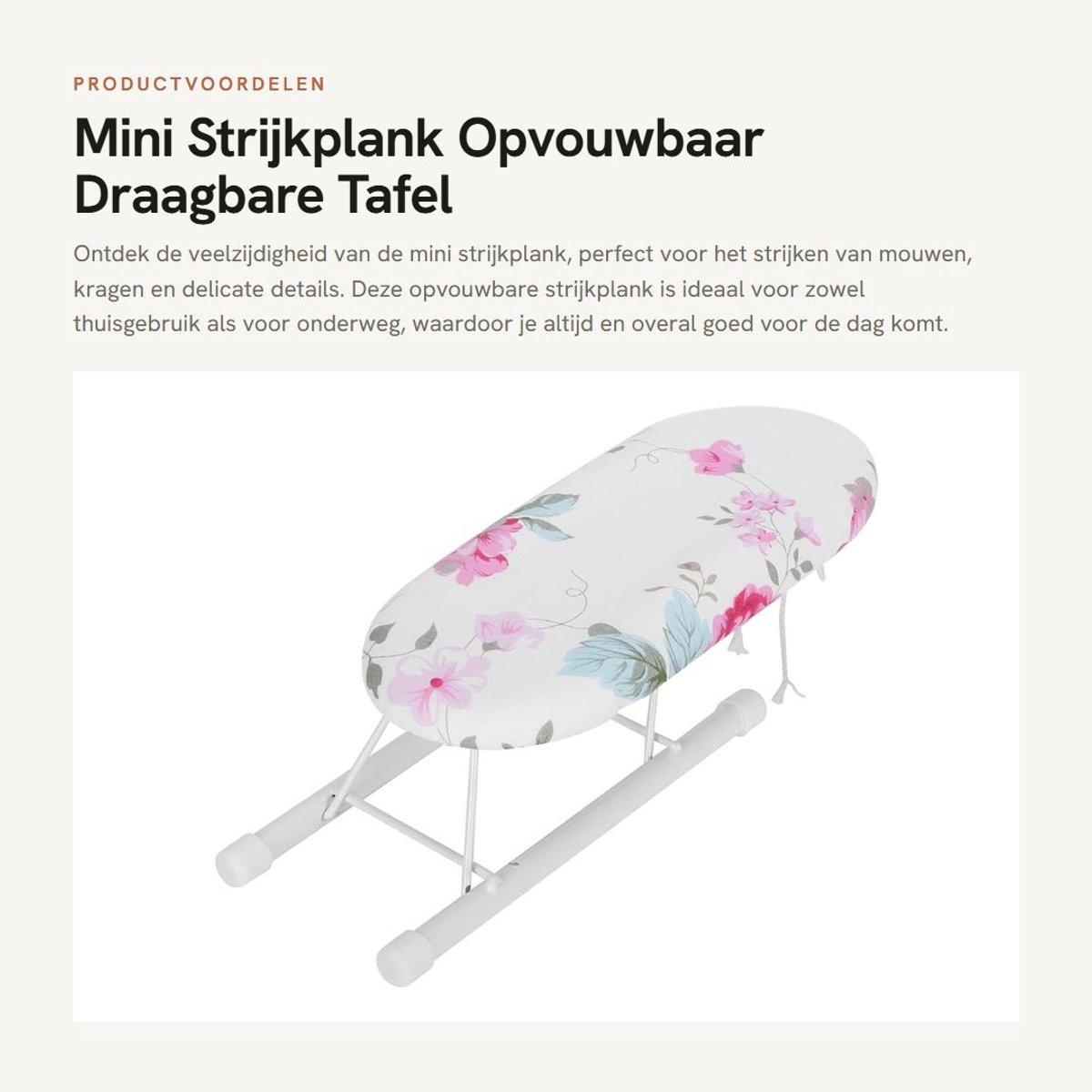 Dailygoods- Strijkplank Mini - Opvouwbaar - Antislip - Wasbare Hoes - Draagbaar - Stabiele Ondersteuning - Strijktafel