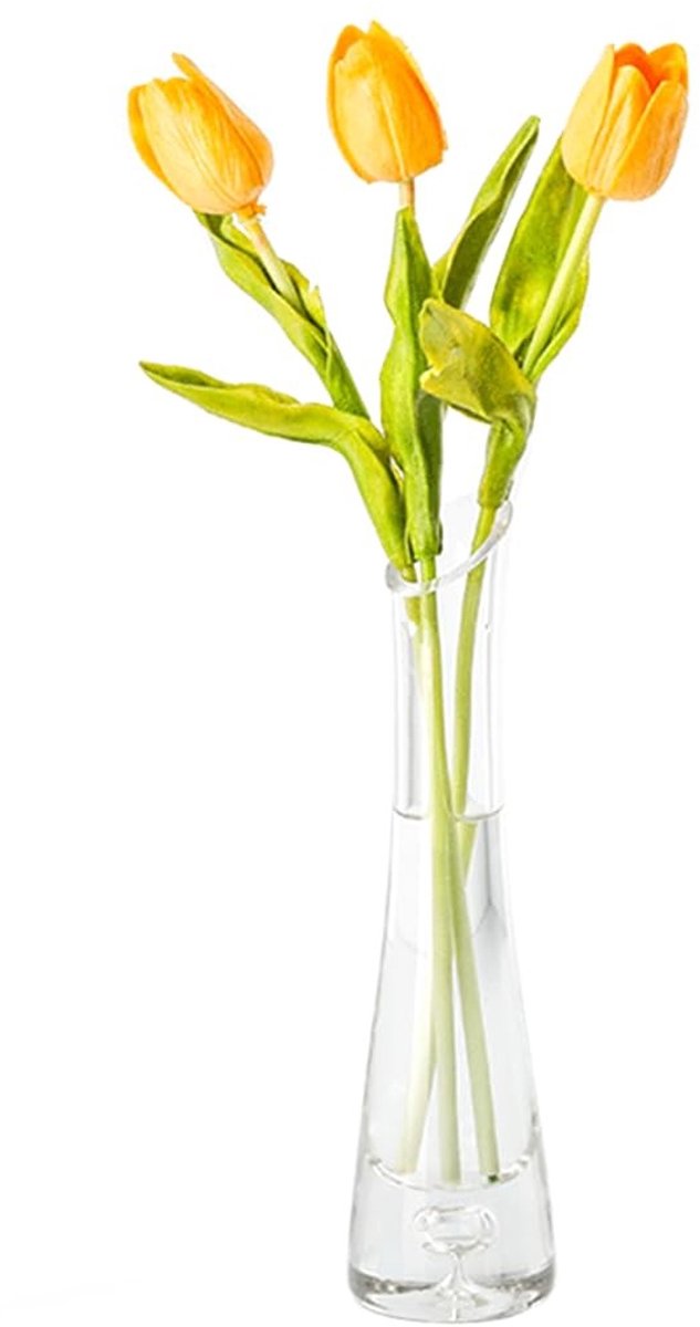 Dailygoods- Glazen Vaas 23 cm - Handgemaakt - Kristalhelder Glas - Decoratieve Knopvaas - Ideaal voor Bloemen - Duurzaam Ontwerp - Bloemenvaas