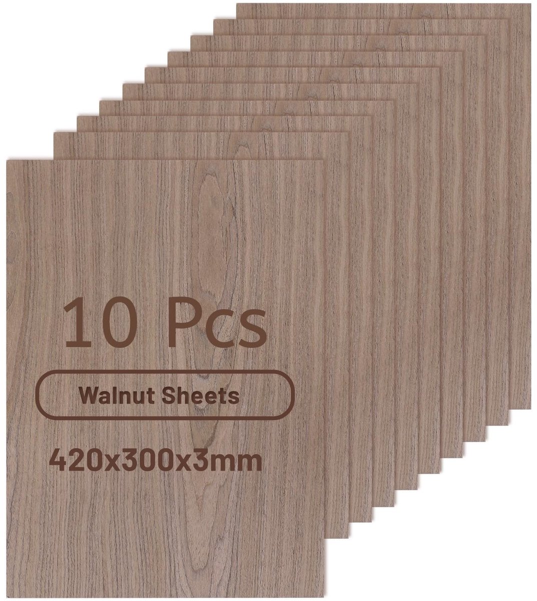 Dailygoods- Multiplexplaat 10 stuks - 420 x 300 mm - 3 mm dik - Walnoothouten plaat - Lasergesneden - Perfect voor knutselprojecten - Houten Plaat