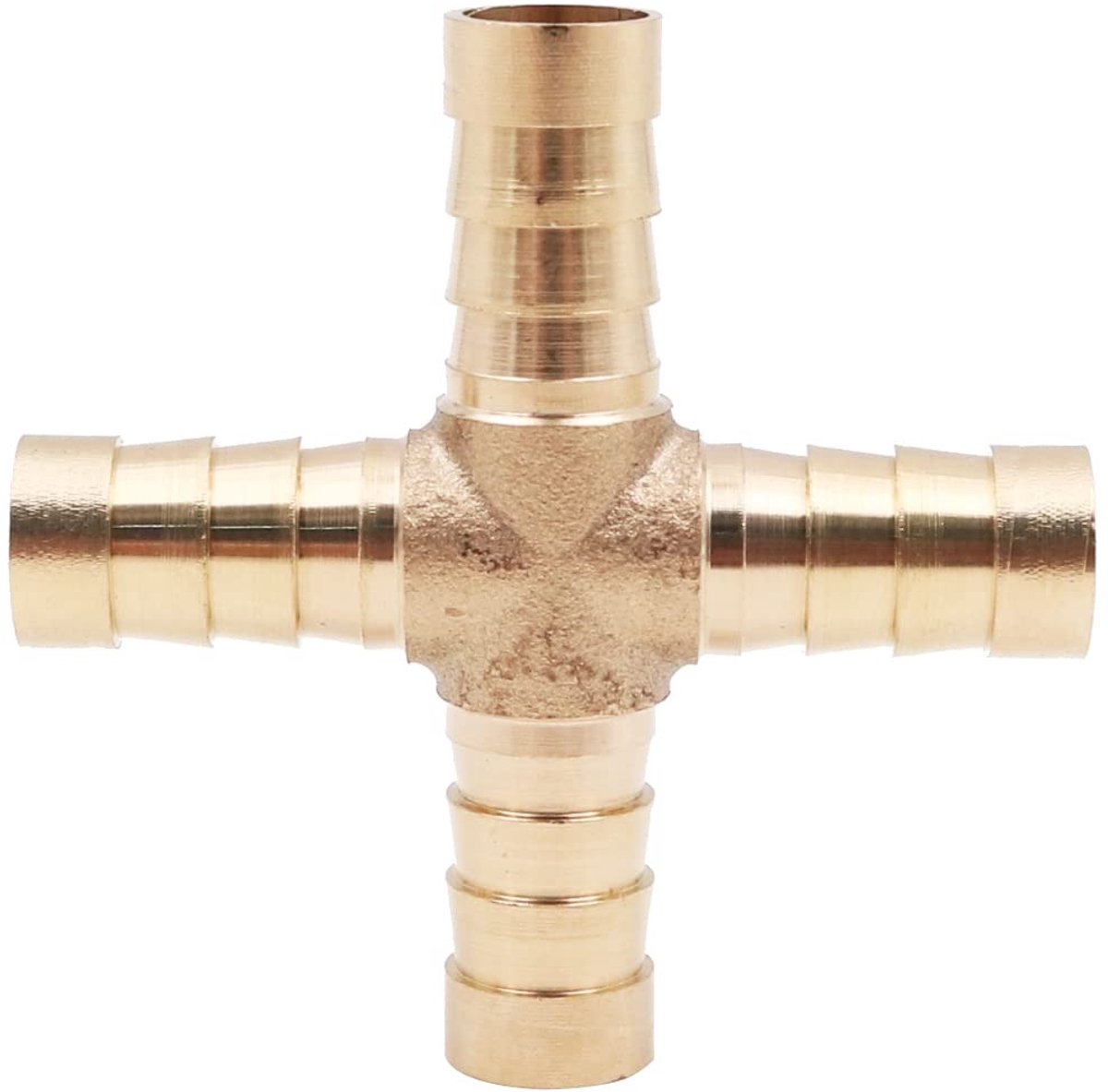 Dailygoods- Slangfitting 10 mm - Messing Slangkoppeling - Kruisslangconnector - Afdichting - Geschikt voor Lucht/Water/Olie/Gas