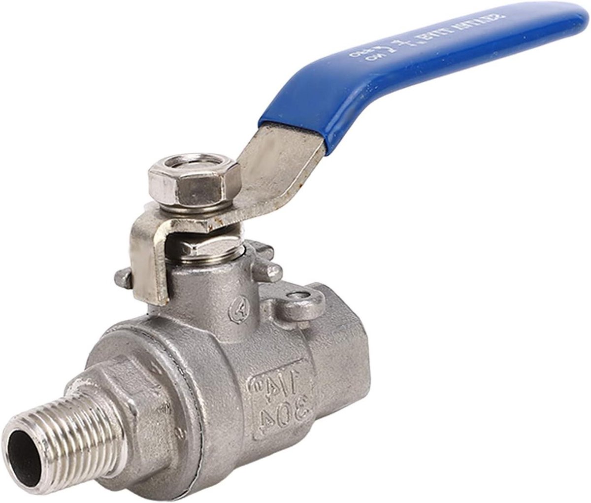 Kogelkraan - Afsluitklep - Leidingwater Regeling - Roestvrij Staal 304 - 1/4 Inch - Zilver