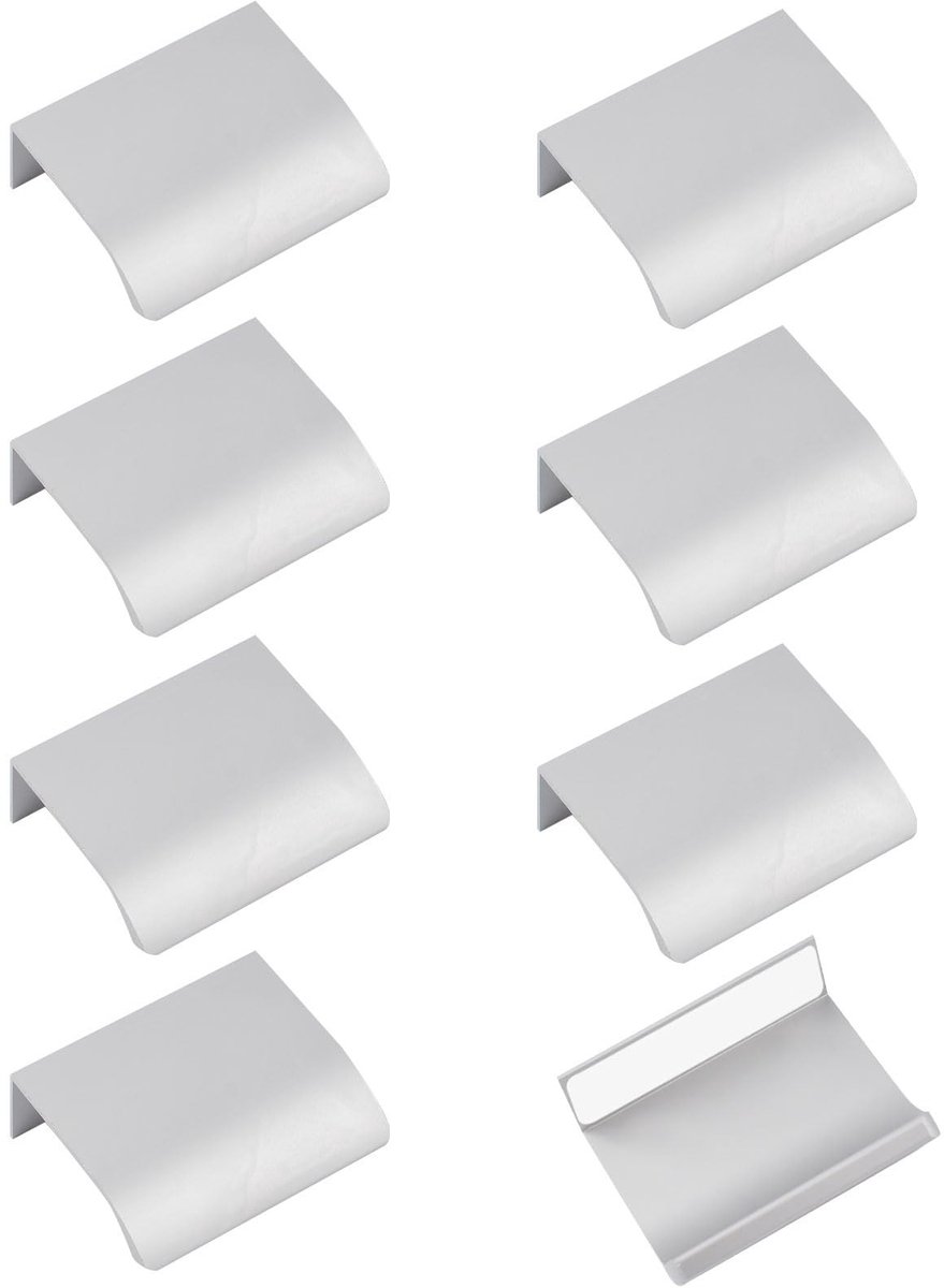 Dailygoods- Vingerranden Set van 8 - Zelfklevend - Aluminiumlegering - Onzichtbare Kledingknoppen - 50 mm - Modern Design - Ladehandvat