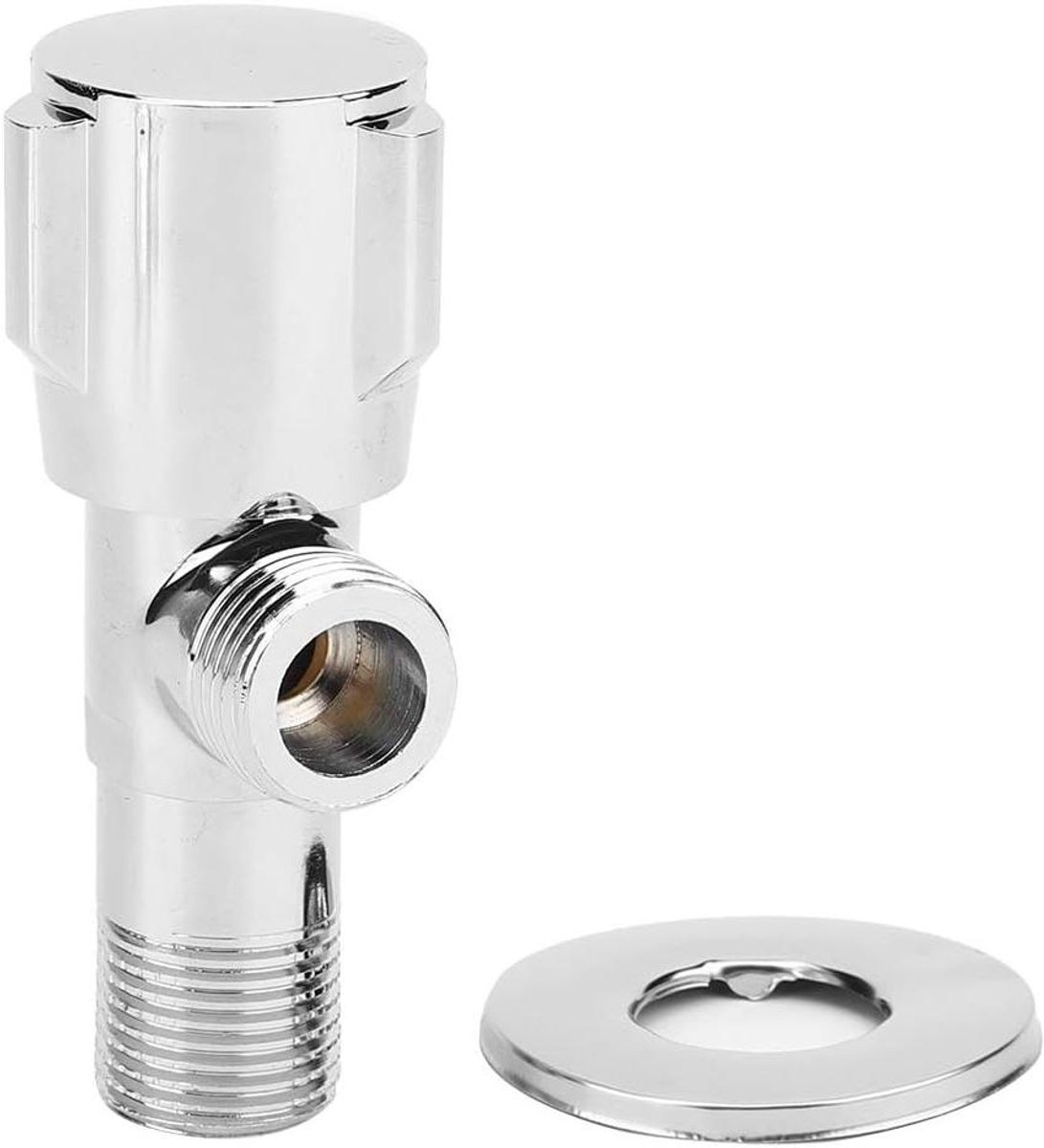 Koperen Hoekstopkraan - Waterafsluiter Knop - Badkamer Keuken - Roestbestendige Afwerking - G1/2 Inch - Zilverkleurig