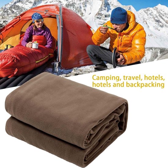 Fleece Slaapzak Liner - Binnenvoering Slaapzak - Kamperen en Reizen - Ademend Polar Fleece Materiaal - 180x75 cm - Khaki — afbeelding 2