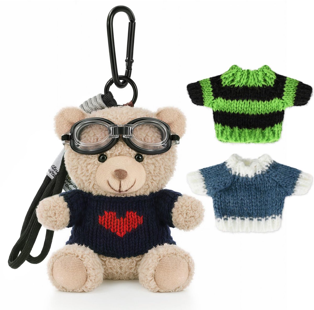 Dailygoods - Schattige Teddybeer Sleutelhanger met Kleding en Karabijnhaak