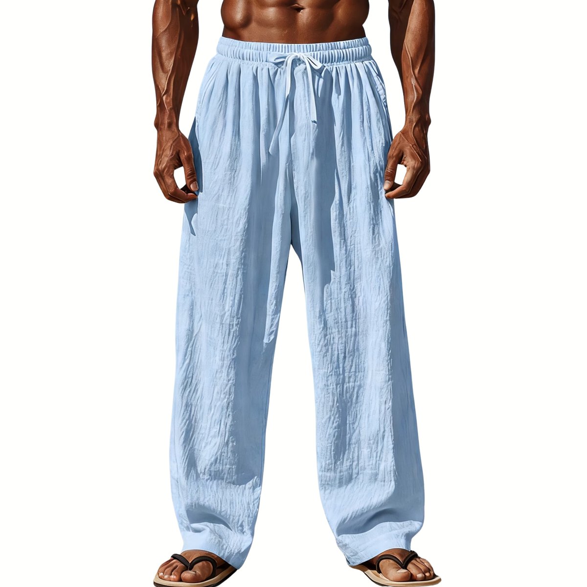 Currero Linnen Broek Heren - Zomerbroek - Volwassenen - Lange Broek - Pantalon - Strandbroek - Zomer - Ibiza Stijl - Lichtblauw XXXL