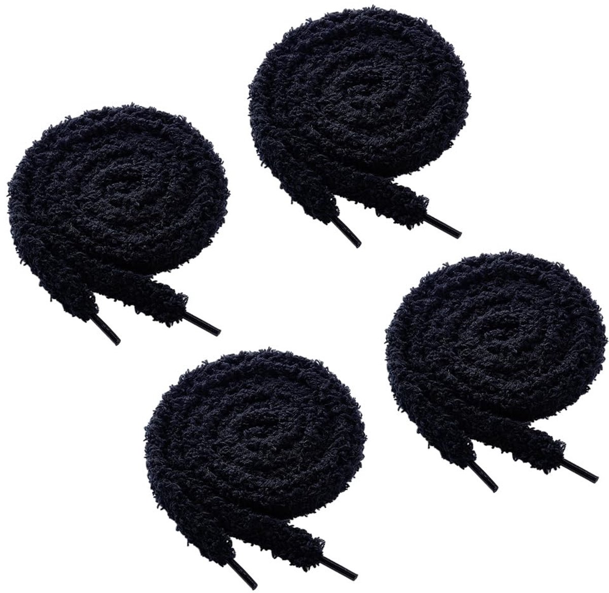 Dailygoods- Schoenveters Pluizig - 119 cm Lang - Zachte Pluche Veters - Comfortabele Vervangende Veters - Geschikt voor Sneakers/Laarzen - Stijlvolle Zwarte Kleur - Schoenlaces