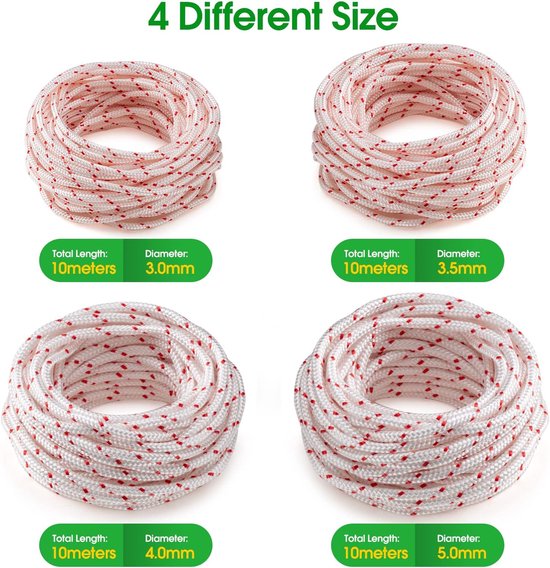 Dailygoody - Startkabel - 10 meter - Vervangingskabel voor grasmaaiers en motorzagen - Beige met oranje - Tuingereedschap - Geschikt voor diverse — afbeelding 3
