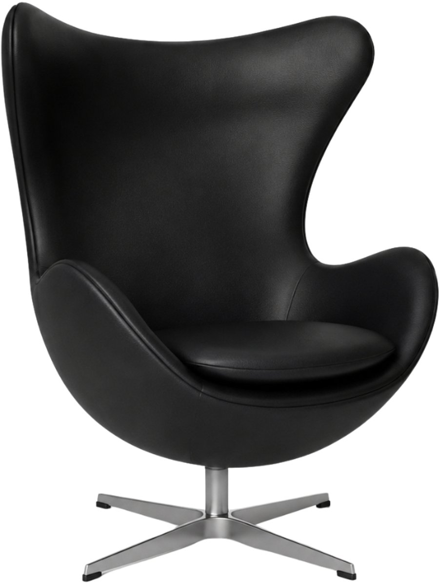 Oval Chair - Zwart - Fauteuil - Stoel - Draaifauteuil - Leer