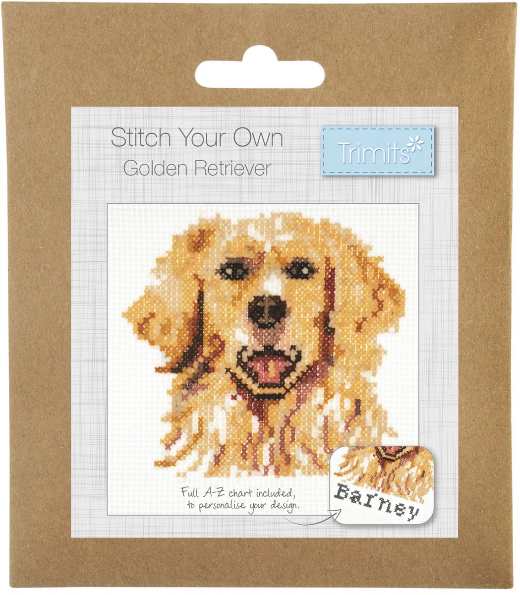 Borduurpakket Kruissteekpakket Telpatroon: Golden Retriever