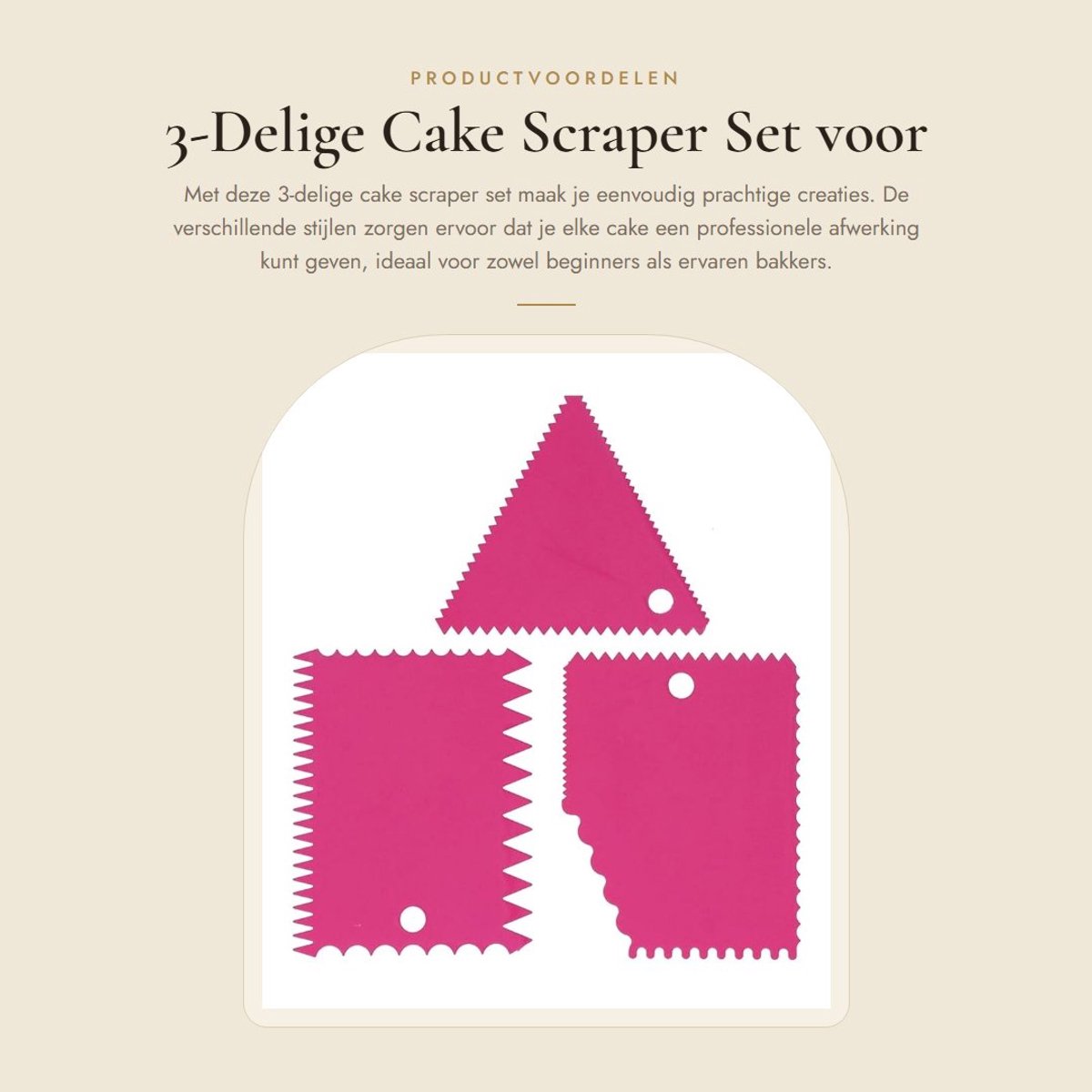 Dailygoods- Taartschaaf Set 3 Stuks - Stripes Edge Scraper - Cake Smoother - Plastic Gereedschap - Voor Het Decoreren Van Taarten - Professionele Afwerking