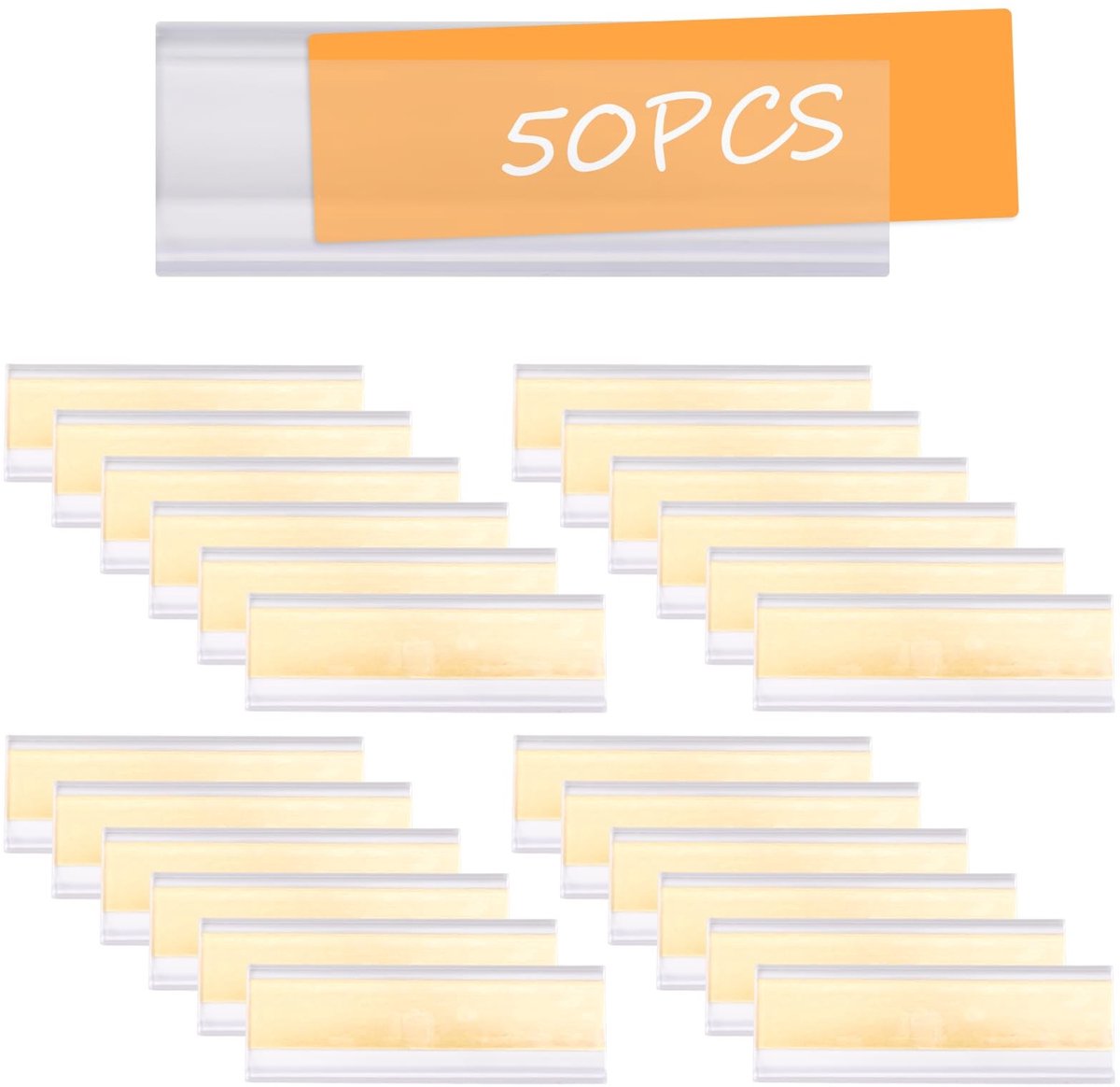 Dailygoods- Labelhouders 50 Stuks - Zelfklevend - Transparant - PVC - Waterdicht - Stofdicht - 7.5x2.5cm - Etikethouders