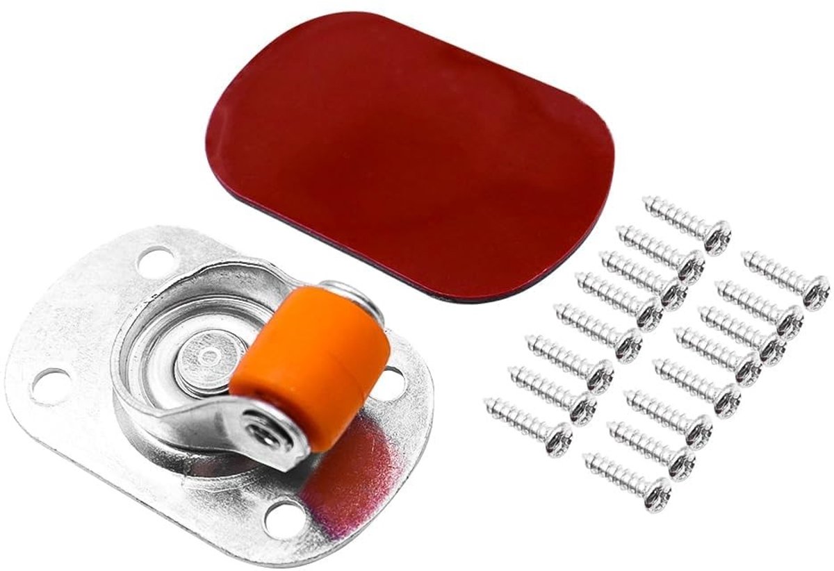 Dailygoods- Mini-poten 20 stuks - Roestvrij Staal - Zelfklevend/Schroef - Meubelwielen - 360° Rotatie - Voor Opbergdozen/Bloembakken