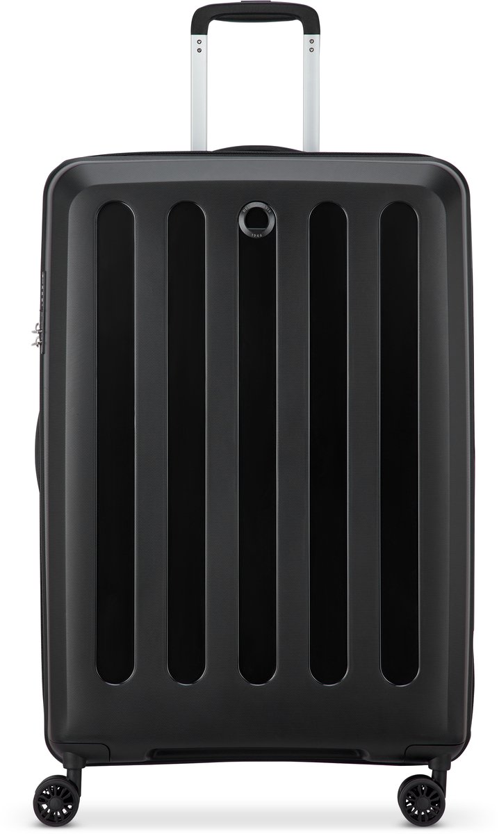 DELSEY Unlock Koffer Large 76 cm Expandable – Lichtgewicht Polypropyleen, TSA-slot en Dubbele Wielen – Zwart