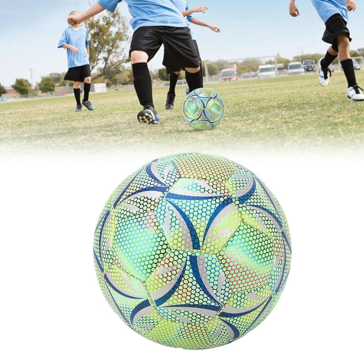 VHV - Lichtgevende Voetbal - Maat 5 Reflecterende Bal - PU Trainingsbal voor Avondspel — cadeau in Sport & Outdoor - foto 4