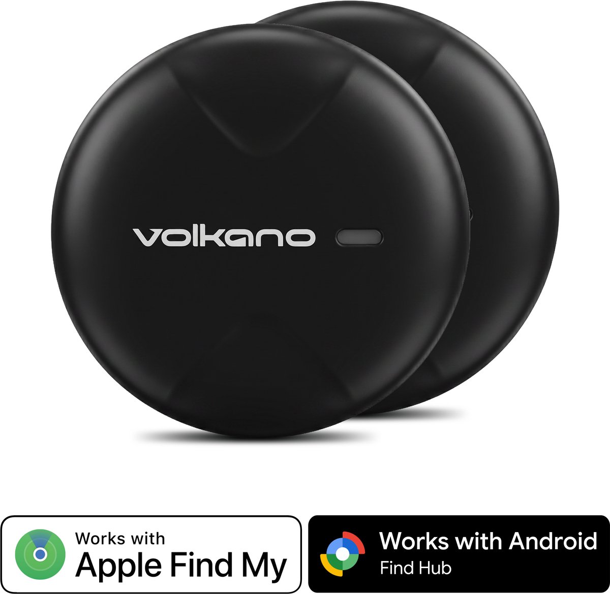 Volkano GPS Tracker - Werkt met Apple Find My & Android Find my Device - Bluetooth Tracker - Zwart - 2 Pack