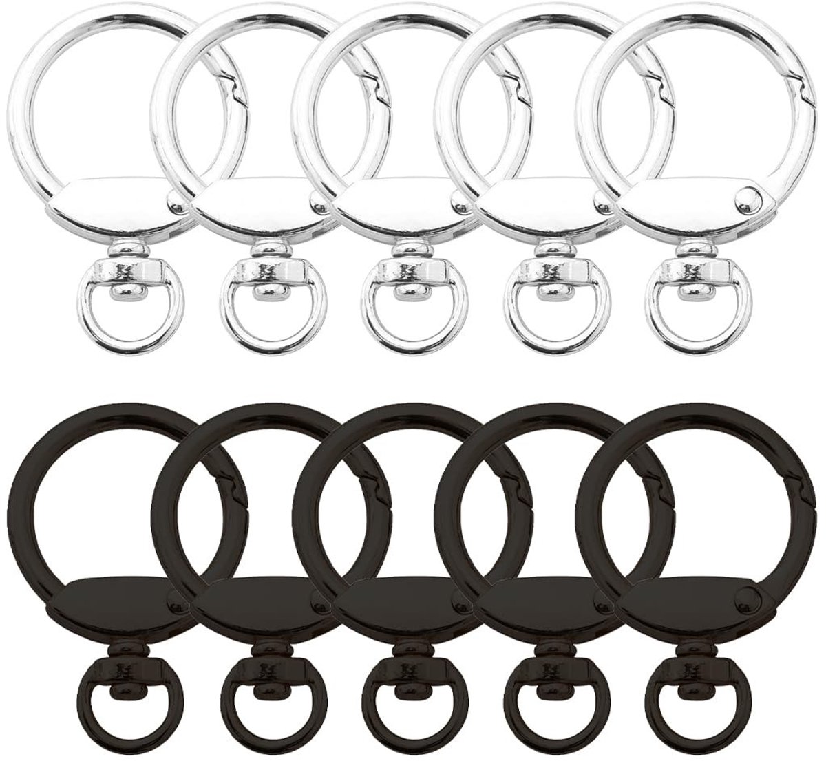 Dailygoods- Sleutelhanger Hartvormig Draaibaar Design - Karabijnhaak - 10 Stuks - Lederen Tas - Hanger - Doe-het-zelfaccessoires - 4,4 x 3 cm