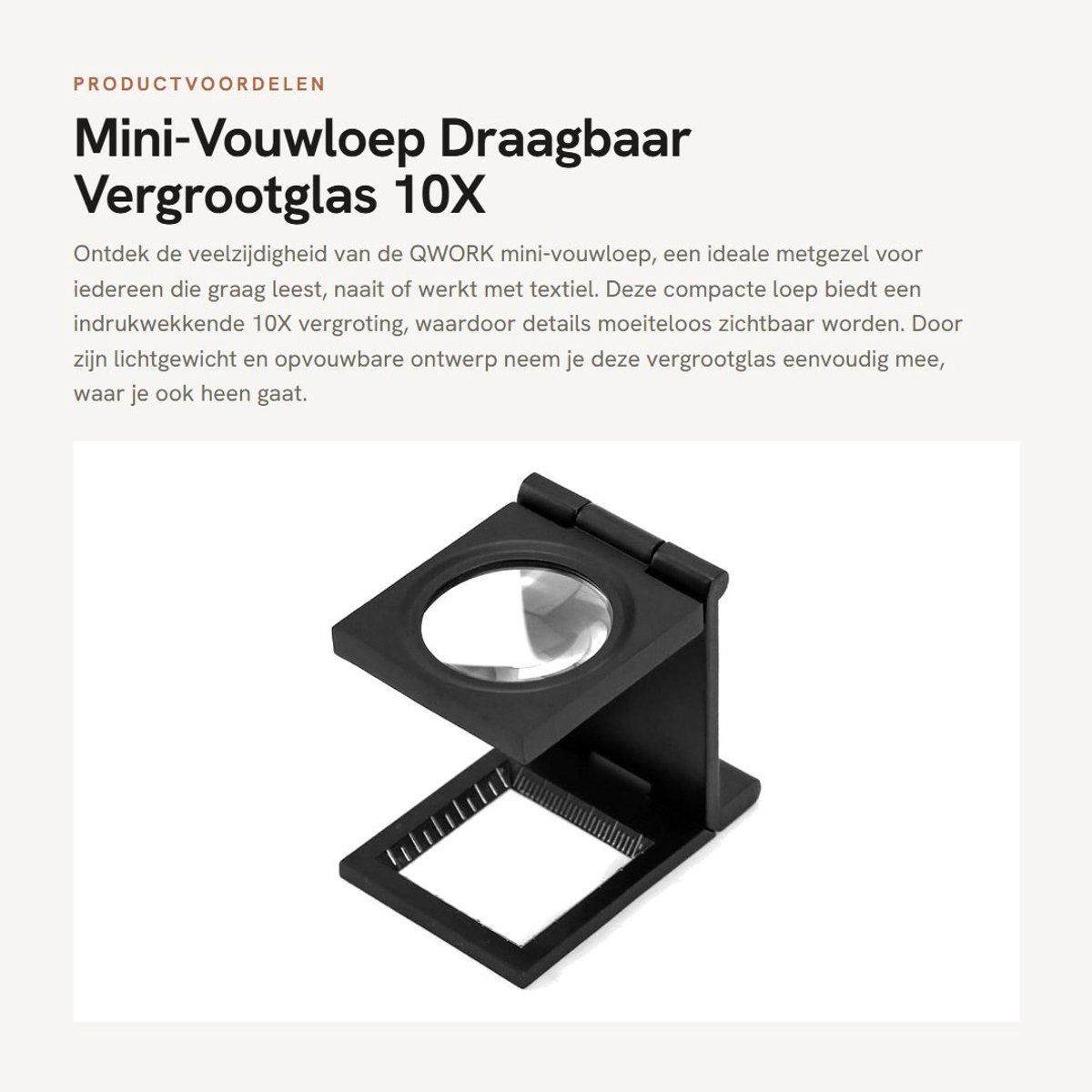 Dailygoods- Vouwloep 10X - Draagbaar - Opvouwbaar - Metalen Draadteller - Lichtgewicht - Hoogwaardige Zinklegering - Vergrootglas