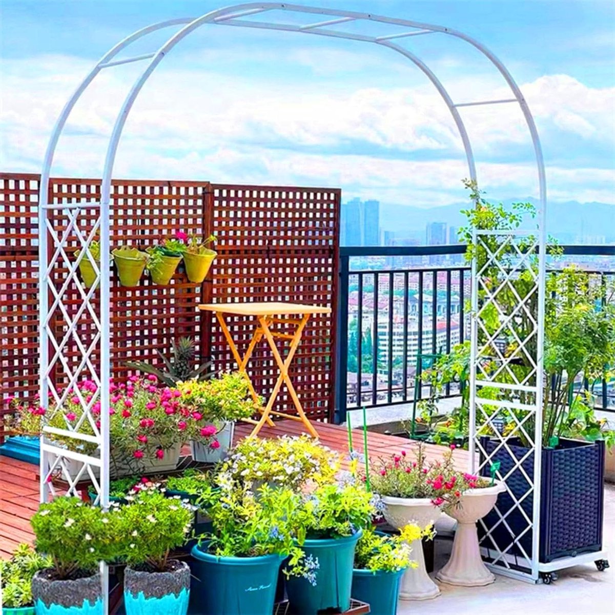 Metalen Tuinboog - Klimplant Ondersteuning - Decoratieve Tuinpoort - Stevig Gelast Frame -