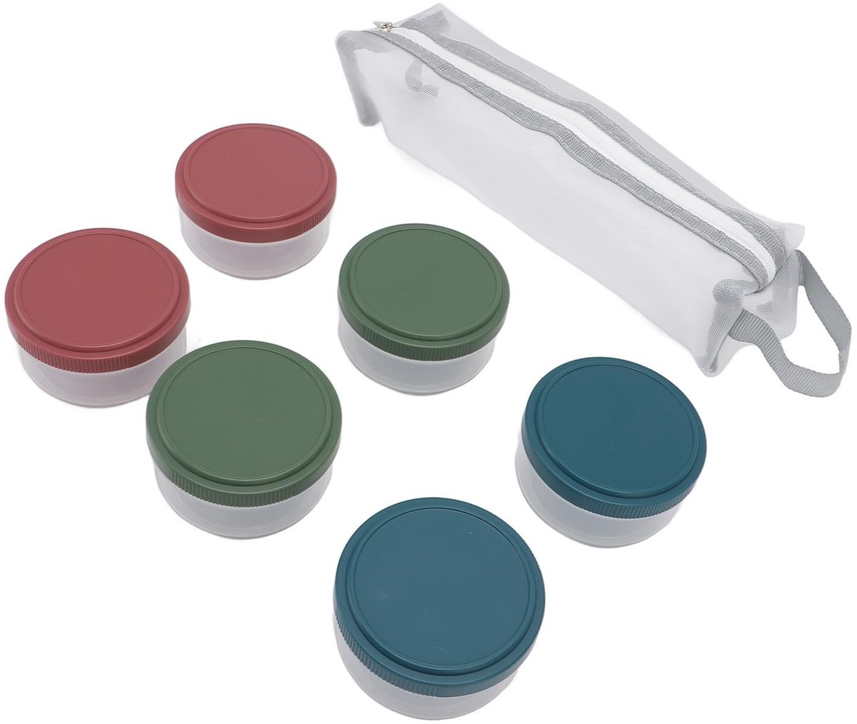 Dailygoods- Kruidenpotjes 6 Stuks - Herbruikbaar Kunststof - Draagbaar Ontwerp - Strakke Afdichtdeksels - Voedselveilig - Lichtgewicht - Specerijpotjes