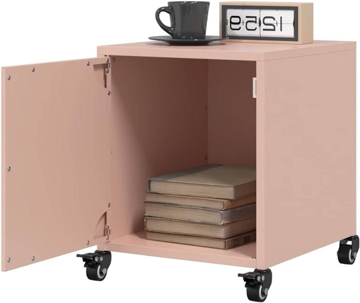 Nachtkastjes set - Bijzettafels - Slaapkamer opbergen - Stabiel staal frame - 36 x 39 x 43.5 cm - Roze