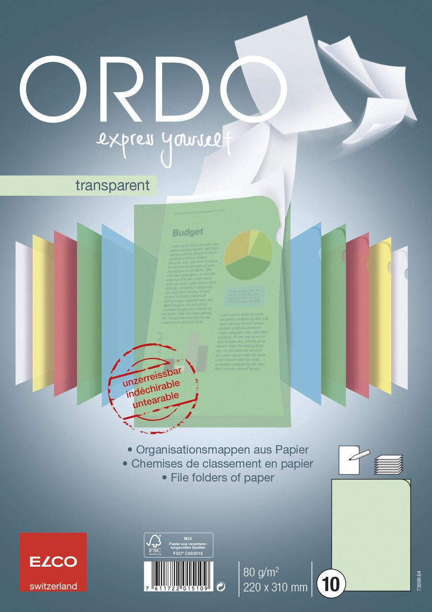 Elco Ordo Classico Transparant L-map Papier FSC A4 80 g/m² Groen 10 stuks - EO-73696-64