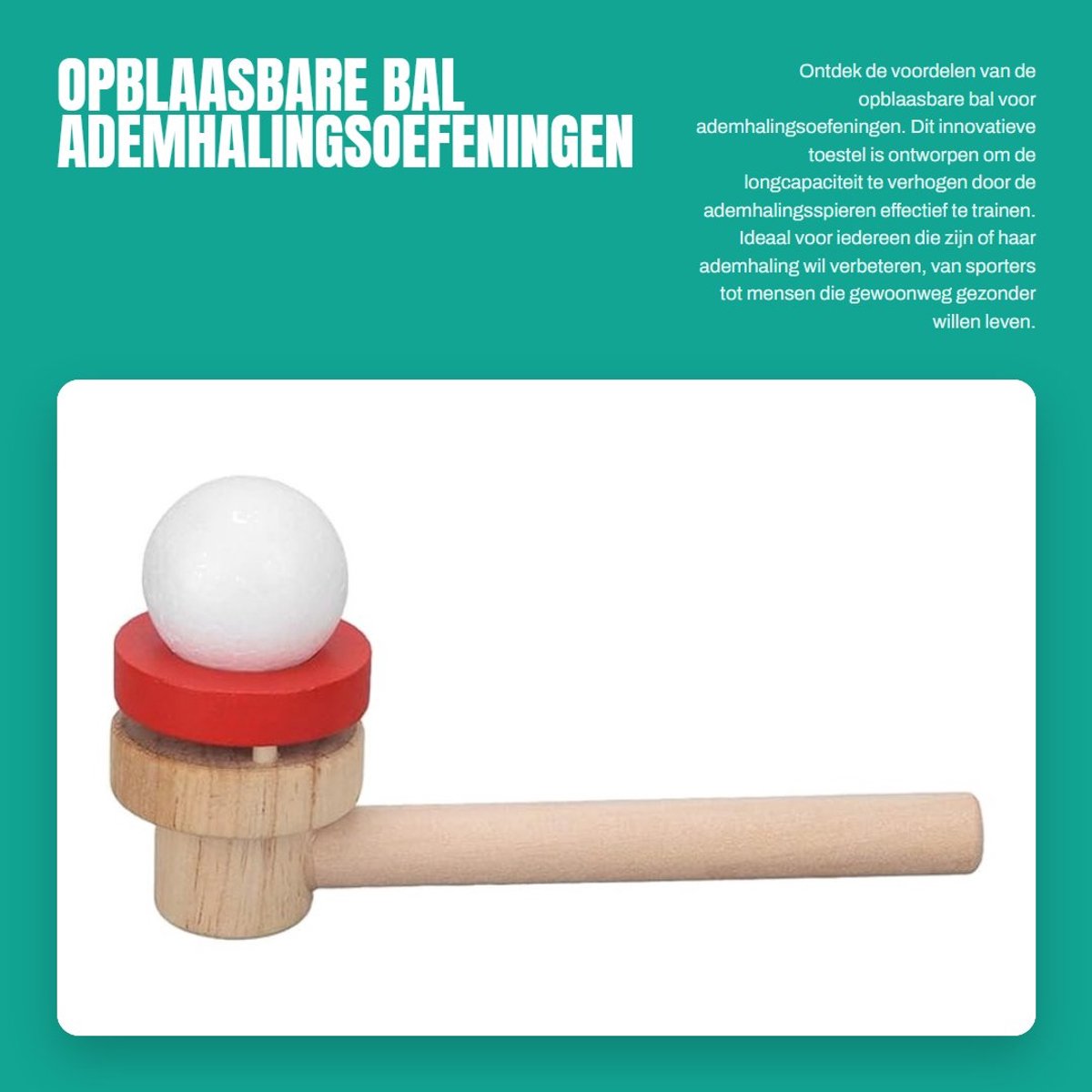 Dailygoods- Opblaasbare Bal Longcapaciteitsoefening - Ademtraining - Educatief - Veilig - Lichtgewicht - Schuimballen - Ademhalingsoefening