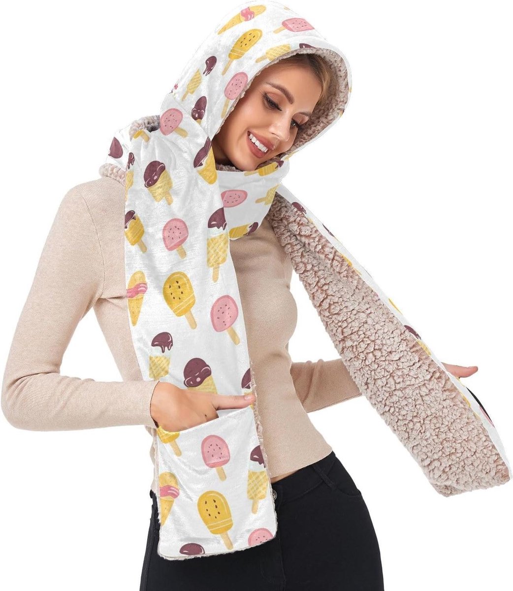 Warme Sjaal Set - Mutssjaal met Zakken - Buiten Activiteiten - 3-in-1 Ontwerp - 152 cm - Grijs