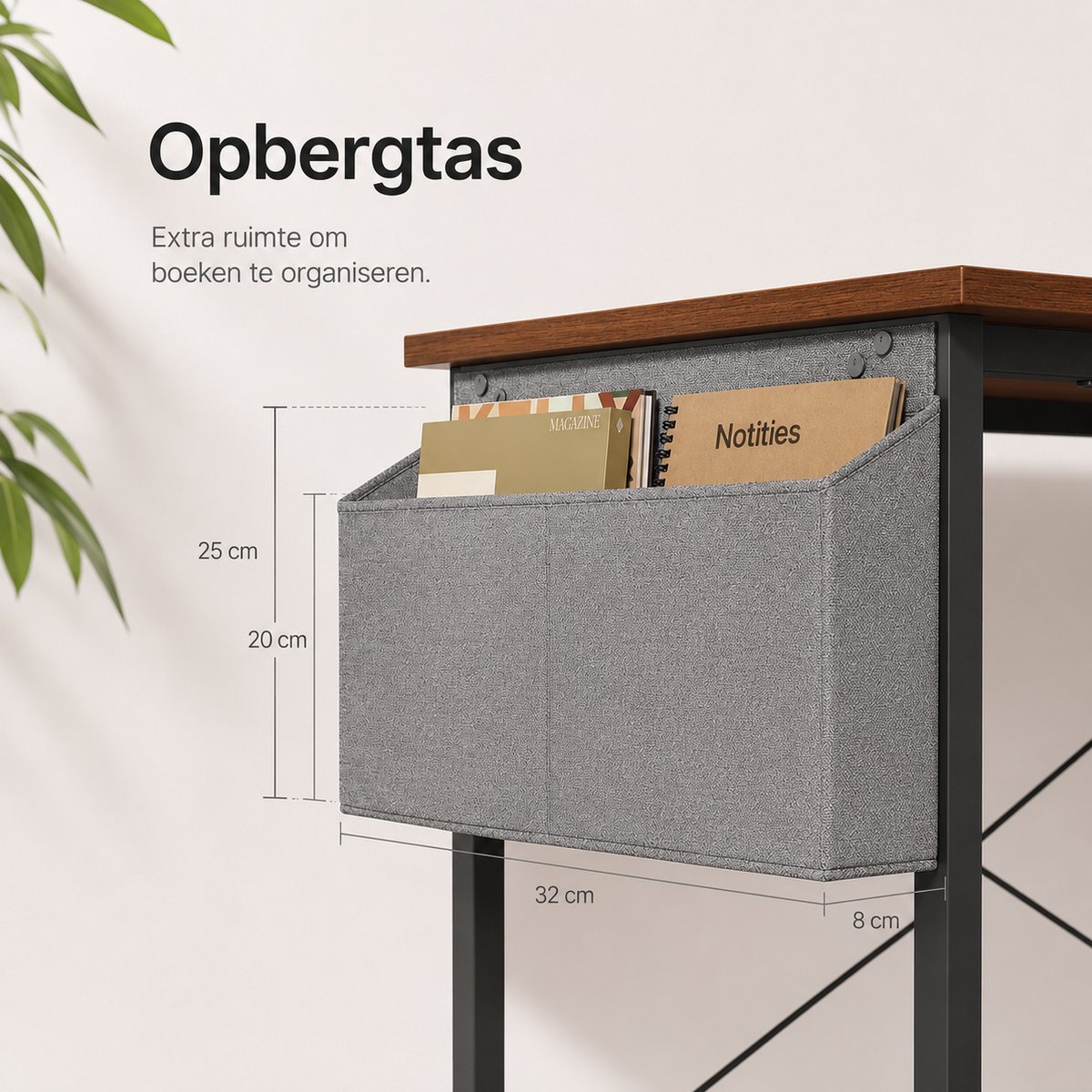 BOTC Hoekbureau 100 cm - Rustiek bruin met opbergplanken thumbnail 3
