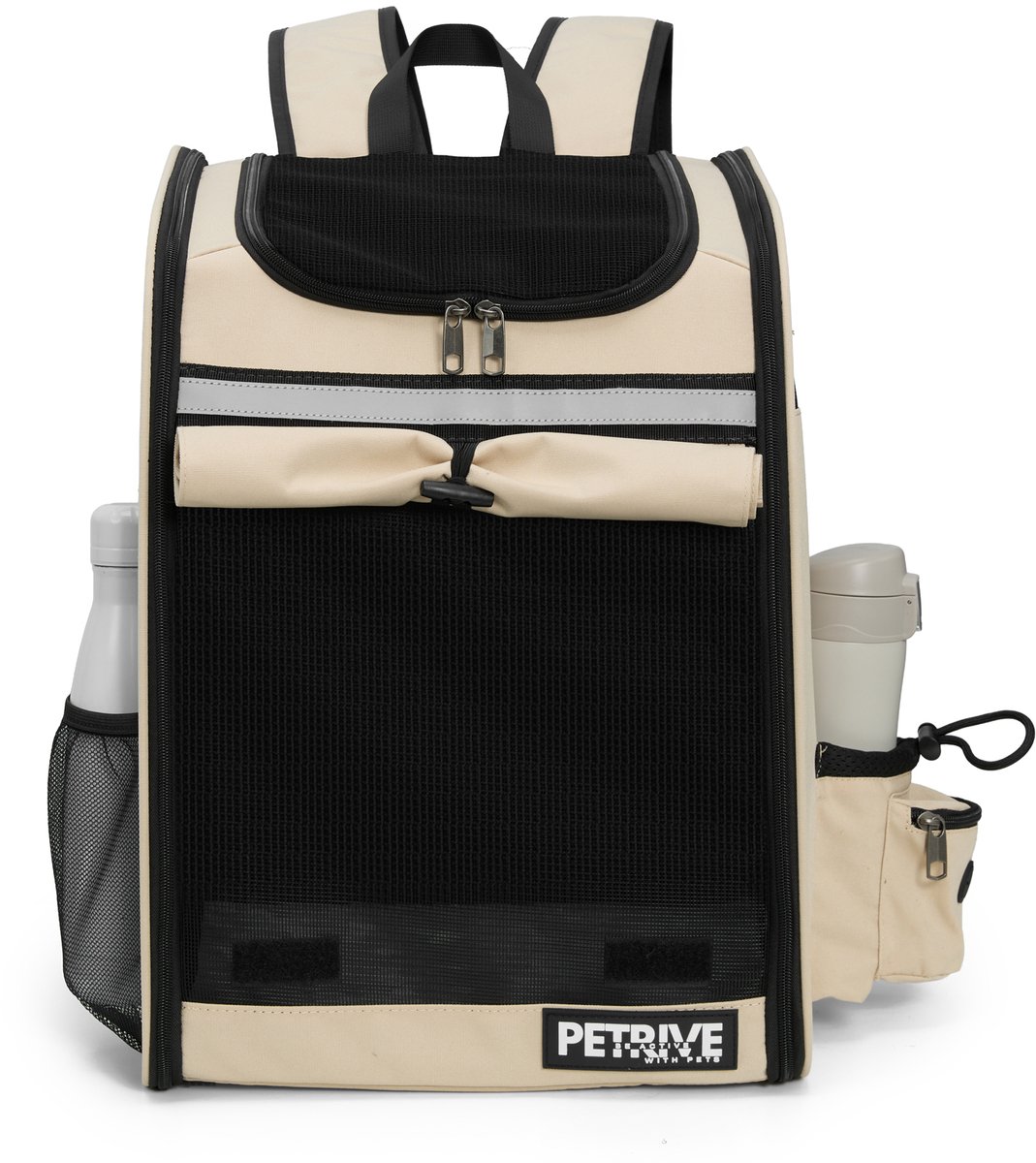 PETRIVE MAXICARRY XL Rugdrager voor Hond en Kat – Uitbreidbare Transporttas met Ventilatie – Tot 12 kg – Beige