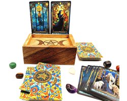 Tarot set Triple Moon - Tarotdeck in houten bewaardoos - Tarot Kado - Tarotdeck in doos