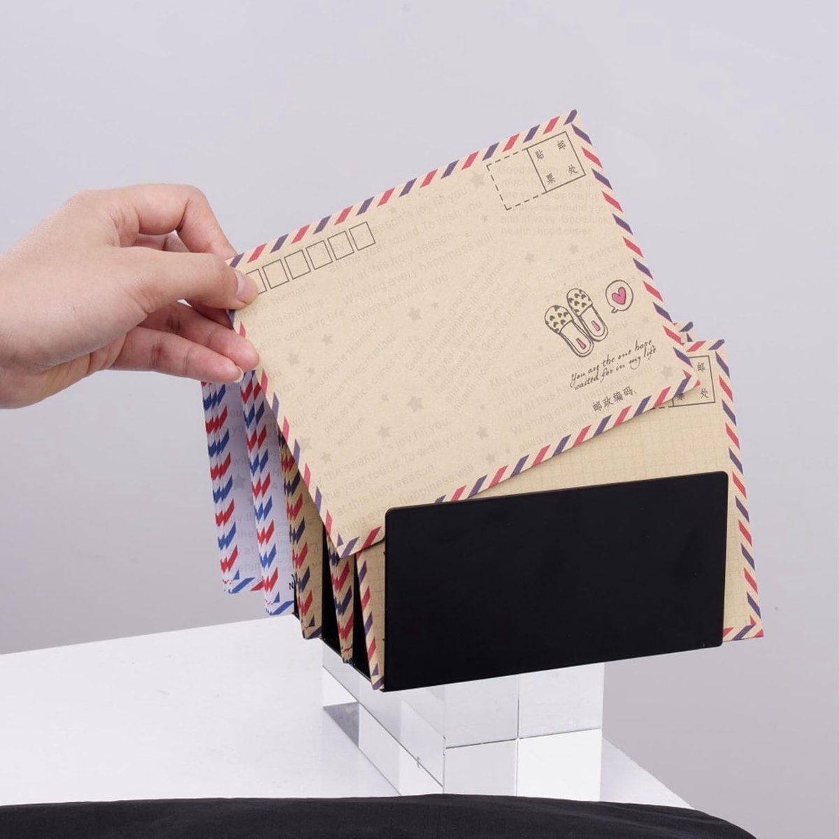 Desktop Bestandsorganisator - Documentensorteerder Organizer - Bureau Organiseren - Vijf Compartimenten - 19x17x8 cm - Zwart