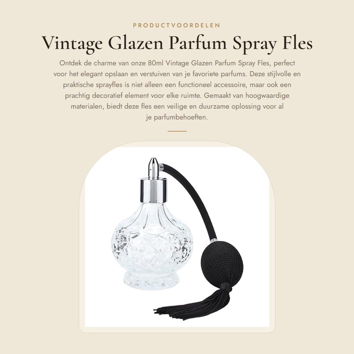Dailygoods- Parfumfles 80ml - Vintage Glas - Navulbaar - Sprayfles - Retro Ontwerp - Zinklegering Spuitkop
