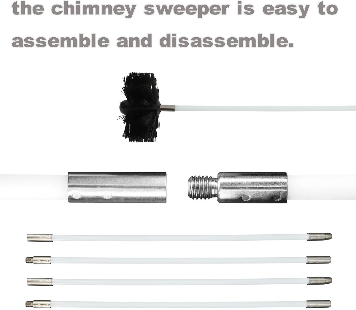 Dailygoods - Schoorsteenborstelset - Reinigingsset voor schoorsteen - Flexibel en eenvoudig - Zwart - Met stangen en borstelkop - Geschikt voor alle s...