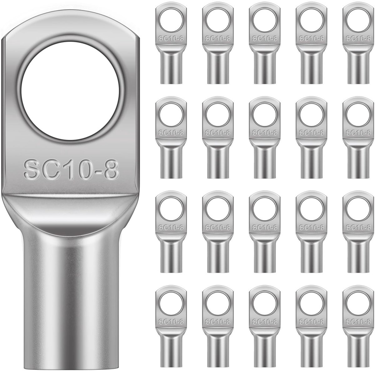 Dailygoods - Ring Terminal Connector Set - 20-delige set - Tinned Copper - Voor auto en boot - Elektrische toepassingen - Geschikt voor verschillende...