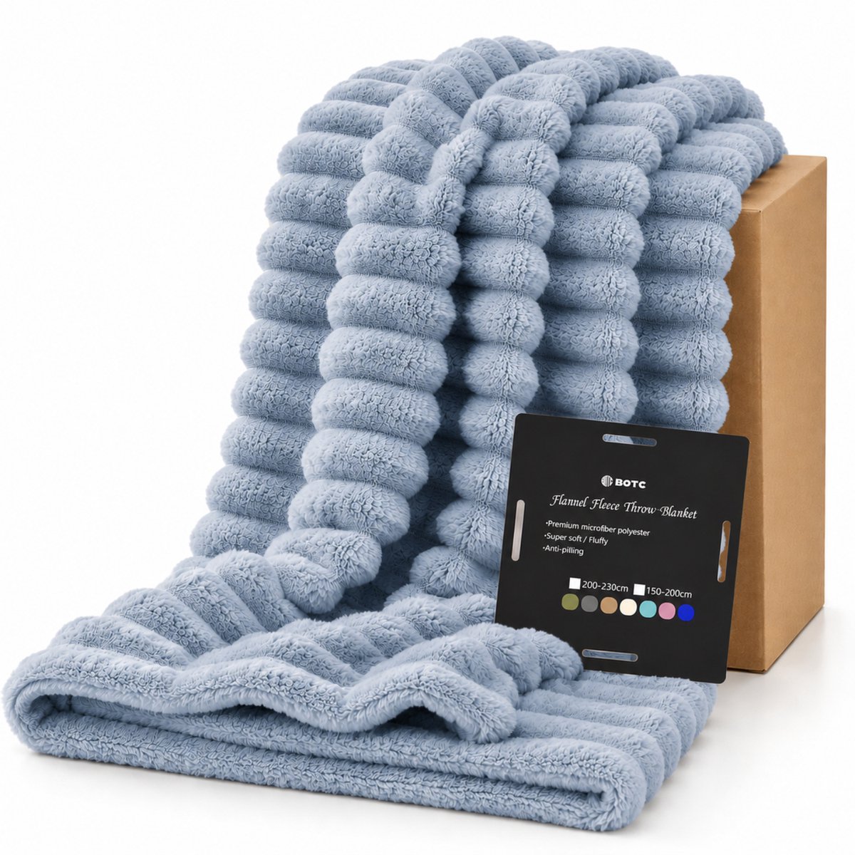 BOTC Luxe Fleece deken - Fleece Plaid - Super Zacht, Warm en Donzig - Cadeau - 150x200cm - Grijsblauw