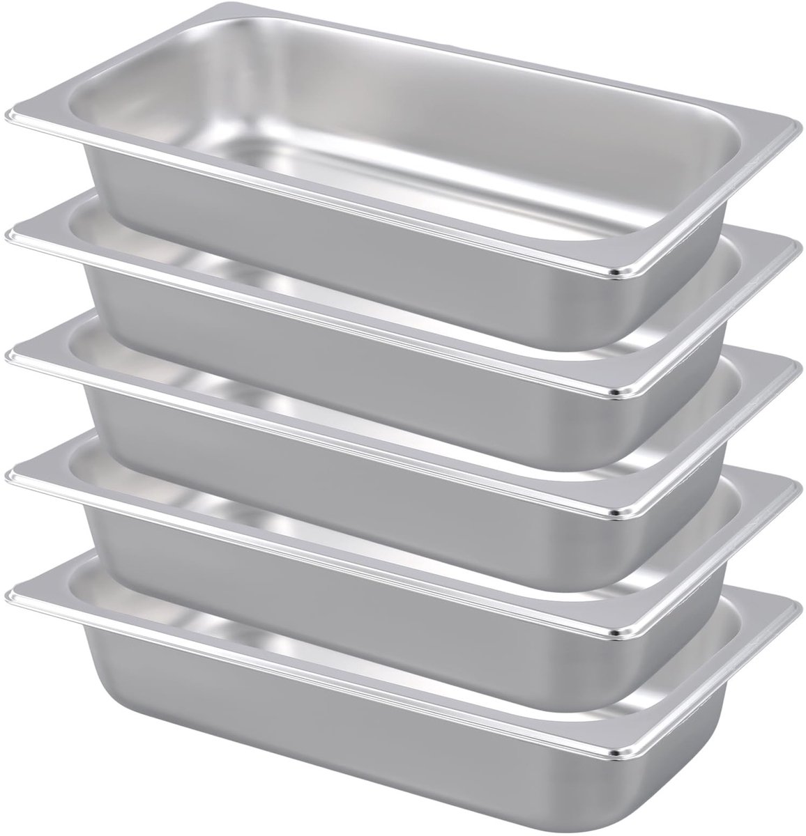 Dailygoods- Paneerschalenset 5-delig - Roestvrij Staal - Rechthoekige Schalen - 32,5 x 17,5 x 6,5 cm - Duurzaam - Geschikt voor Keuken en Restaurant - Roestvrijstalen Containers