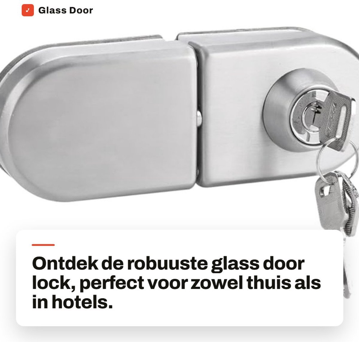 Dailygoods- Glazen Deurslot - Roestvrij Staal - Deurslot met Sleutel - Deurslot Buitendeur - Deurslot Binnendeur - Geschikt voor 10-12mm Glas