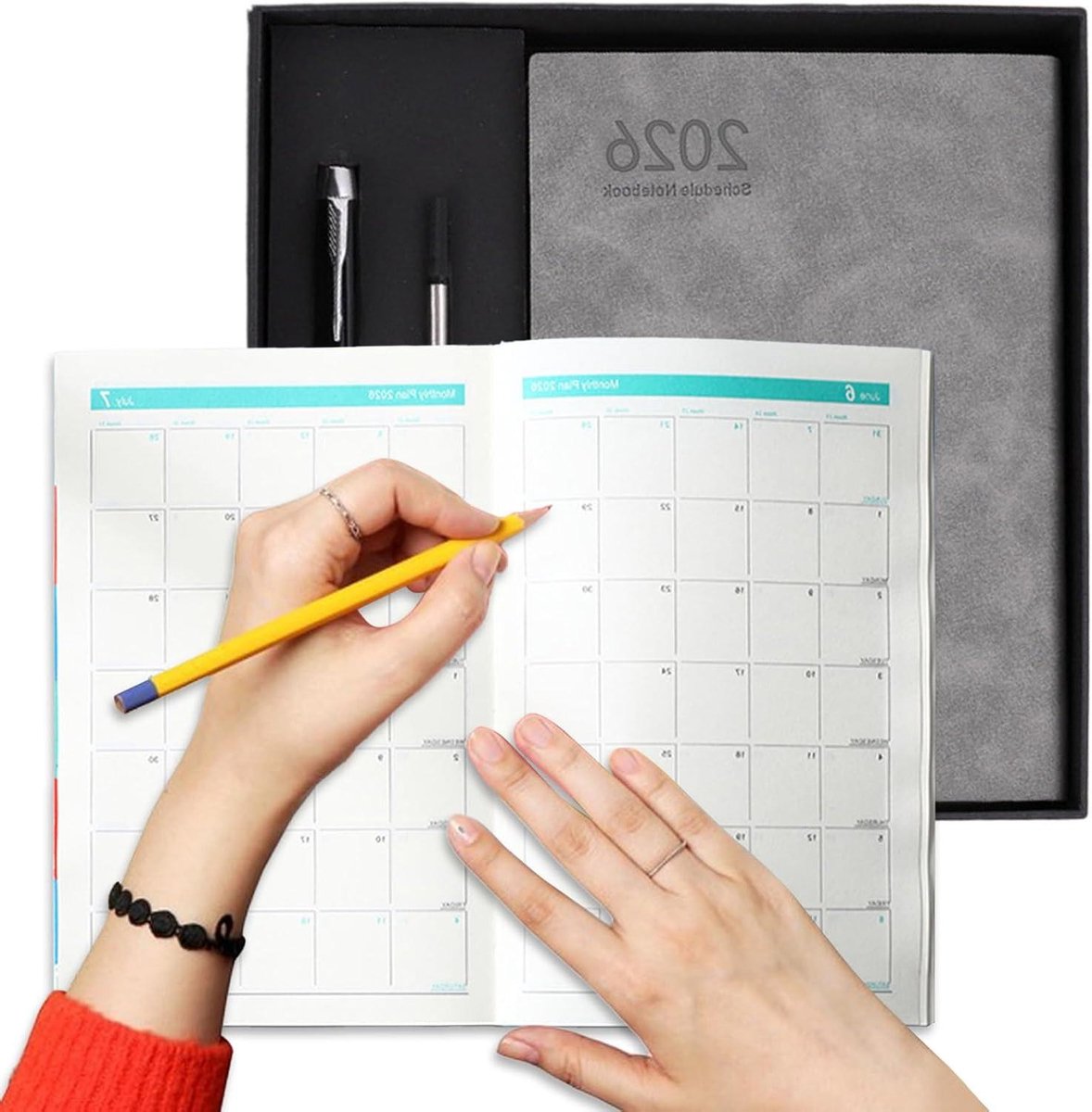 Planningsagenda 2026 - Taakplanner Werk Notitieboek - Dagelijkse Planning - Stevige Hardcover - A5 - Grijs