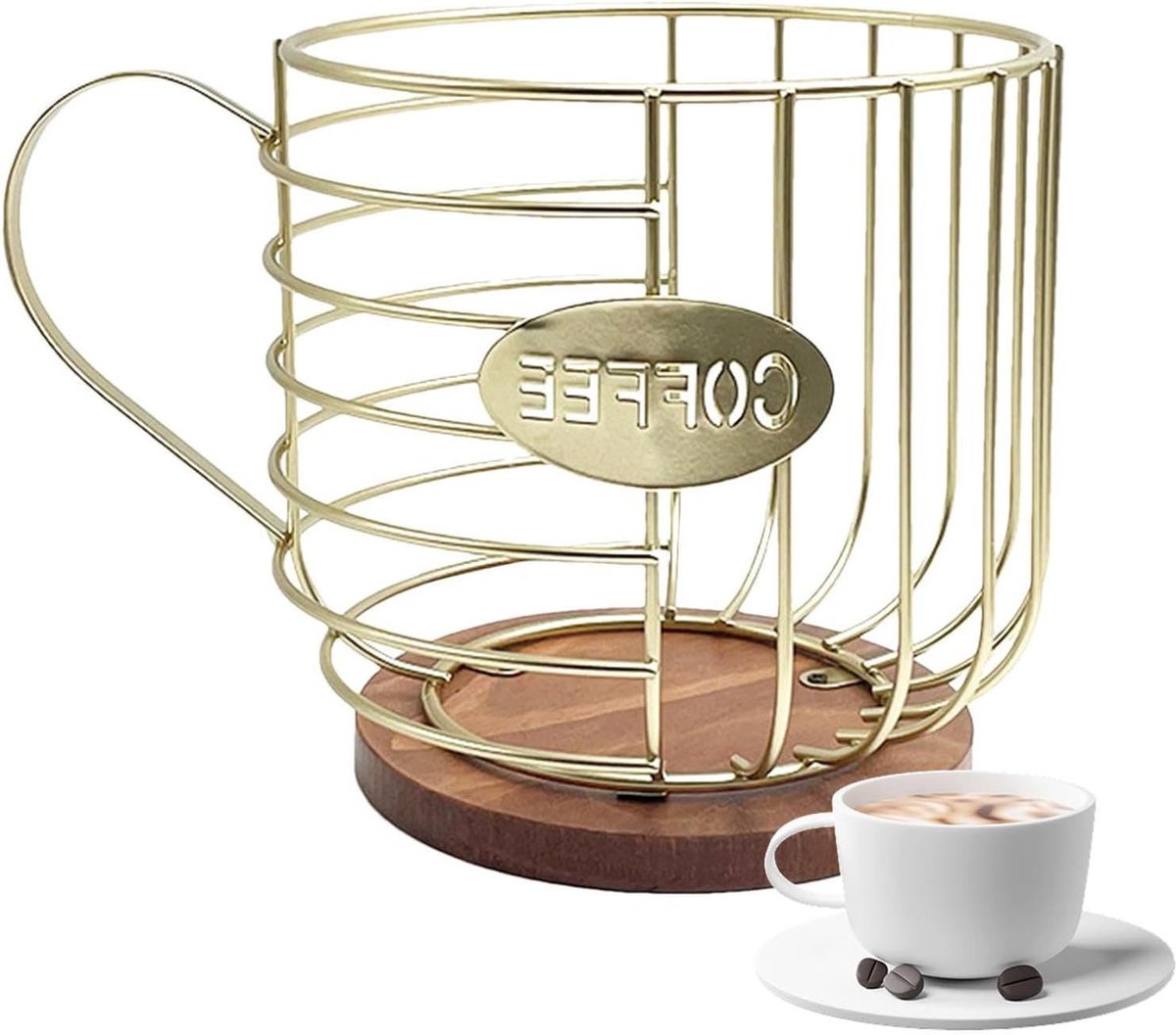 Koffiepadhouder - Opberger Pads - Koffie Organiseren - Ruimtebesparend Ontwerp - 21.3 x 15.5 cm - Goud