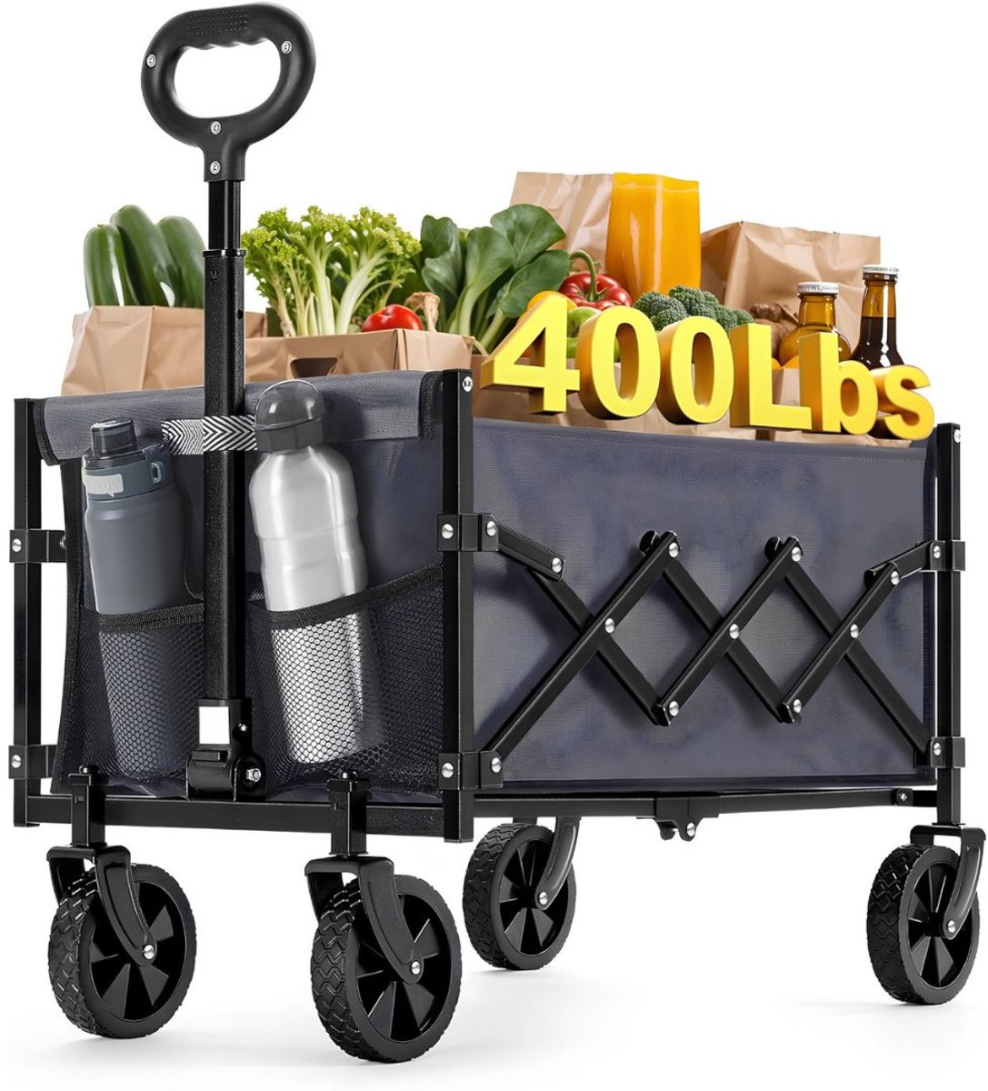 KAD® Bolderkar - Opvouwbare Bolderkar - Ideaal voor Strand & Camping - Zwart - 91cm x 67cm x 91cm