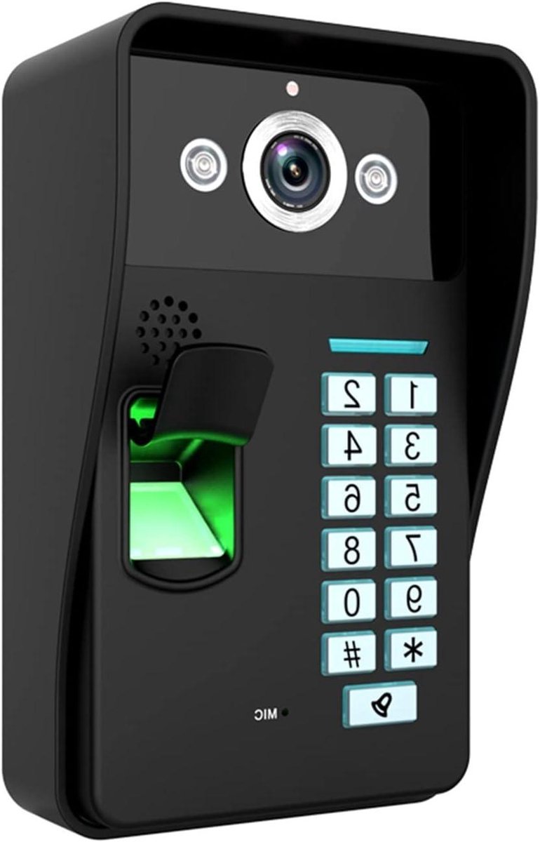 Videodeurbel Systeem - Intercom Camera - Huis Beveiliging - Vingerafdruk RFID - 7 inch scherm - Zilver
