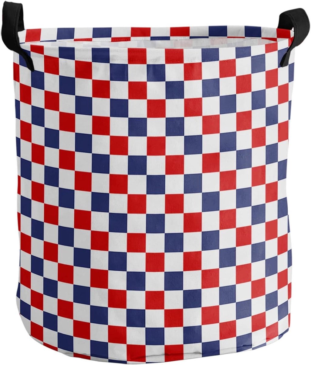Wasmand Opbergbak Opbergen van spullen Geruite textuur ontwerp 40 x 50 cm Rood blauw