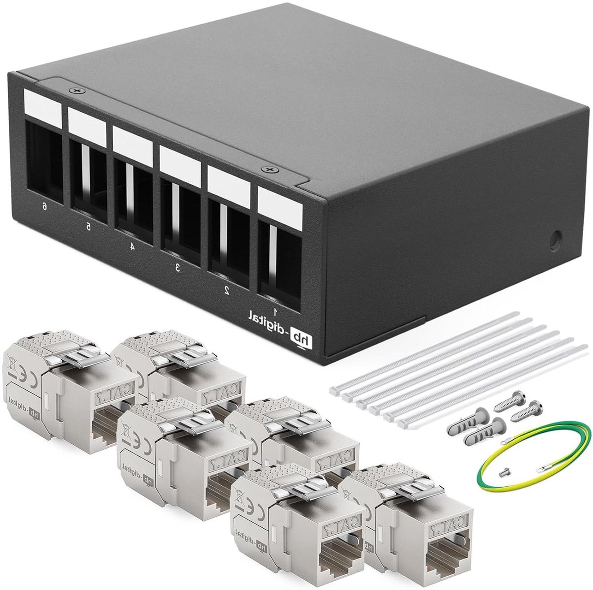 Patchpaneel 6 poorts - Netwerkpaneel Verdelerveld - Netwerk Organiseren - Keystone Module Compatibel - 1 HE - Zwart