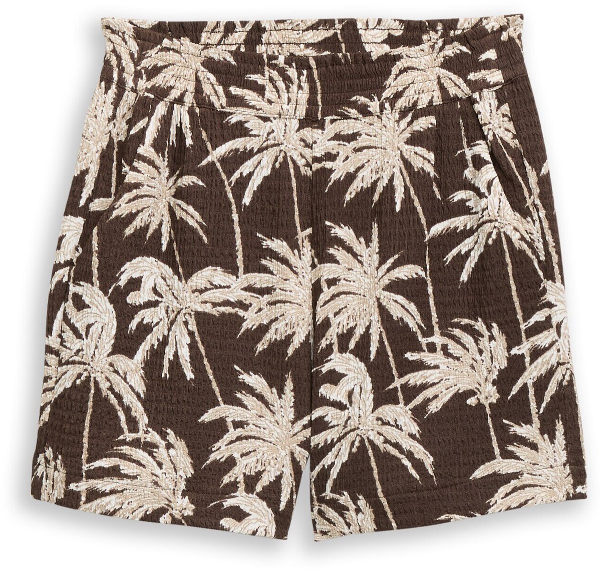 Tom Tailor Denim - Crinkle Relaxed Fit-short - Maat XS - brown palmtree print