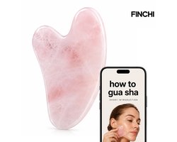 Gua Sha Rozenkwarts incl. E-instructie – 100% Natuurlijke Gezichtsmassage Steen – Facial Sculpting & Lymfedrainage – Huidverzorging Gezicht – Roze