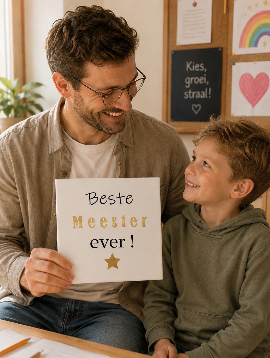 Tegel meester en juf cadeau 2 tegels in totaal van 15x15
