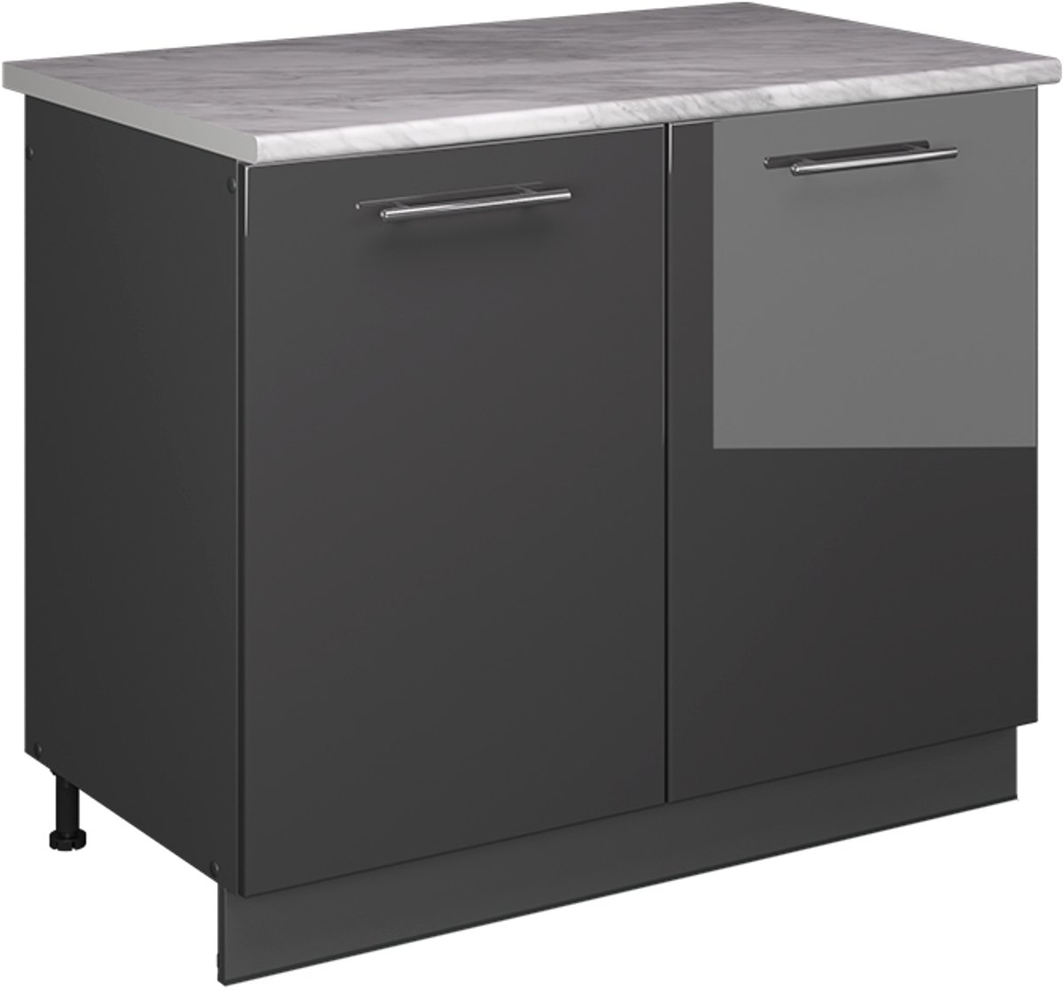 Vicco Wastafelkast Fame-Line, Antraciet Hoogglans/Antraciet, 100 cm, WB Marmer