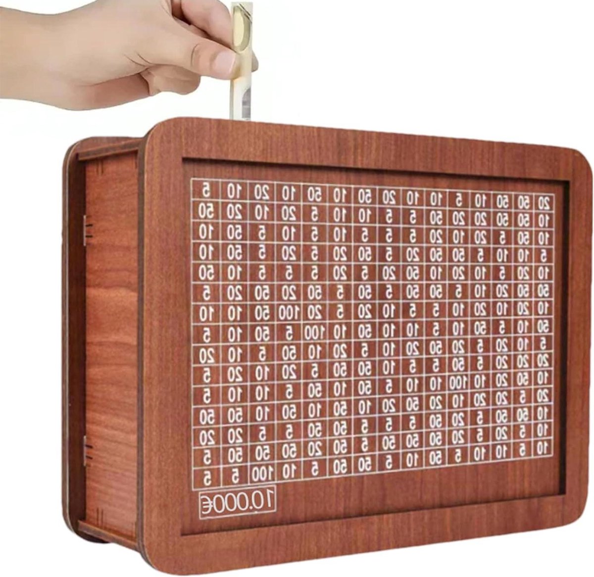 Houten Spaarpot - Geldkistje - Sparen Leren - Met Zichtvenster - 20 cm - Houtkleur