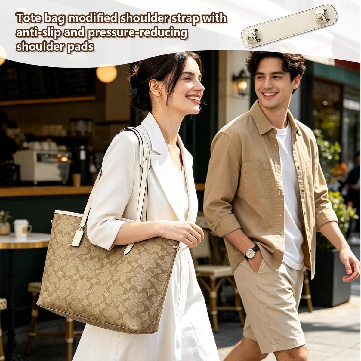 Schouderriem Kussentjes - Draaggemak Accessoires - Druk Ontlasting - Antislip Comfort - 20.5 cm - Beige